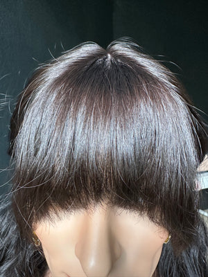 26” 8x8 CHIC WAVY WITH BANGS PREMIUM EUROPEAN TOPPER #534 *FINAL SALE*