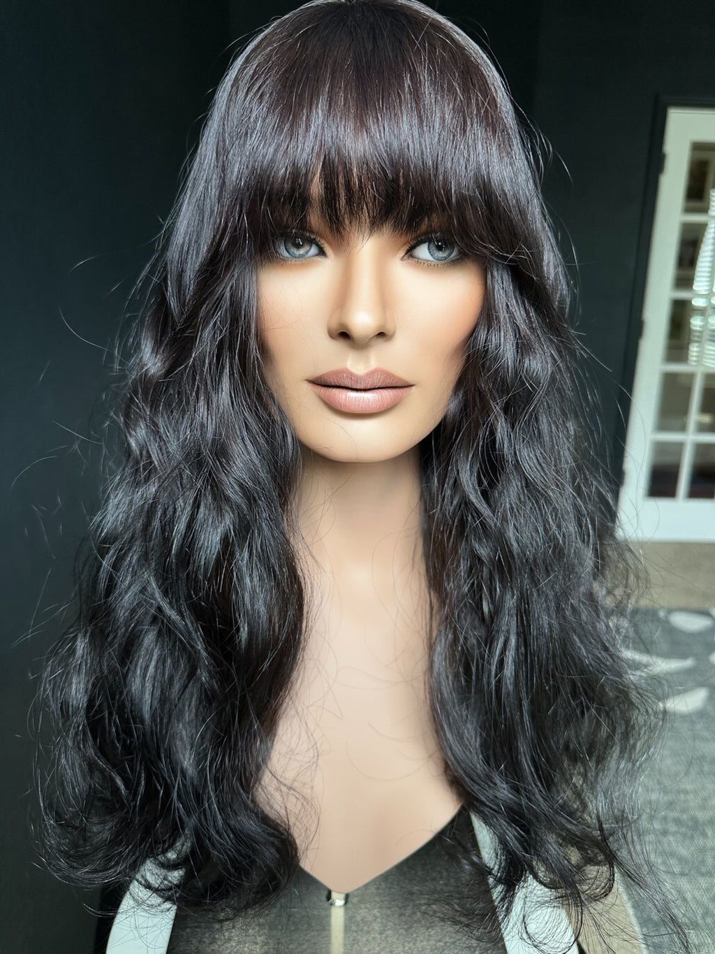 26” 8x8 CHIC WAVY WITH BANGS PREMIUM EUROPEAN TOPPER #534 *FINAL SALE*