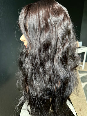 26” 8x8 CHIC WAVY WITH BANGS PREMIUM EUROPEAN TOPPER #534 *FINAL SALE*